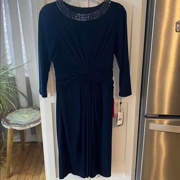 Adrianna papell jersey twist dress in midnight embellished open back NWT sz 8 - Picture 3 of 9